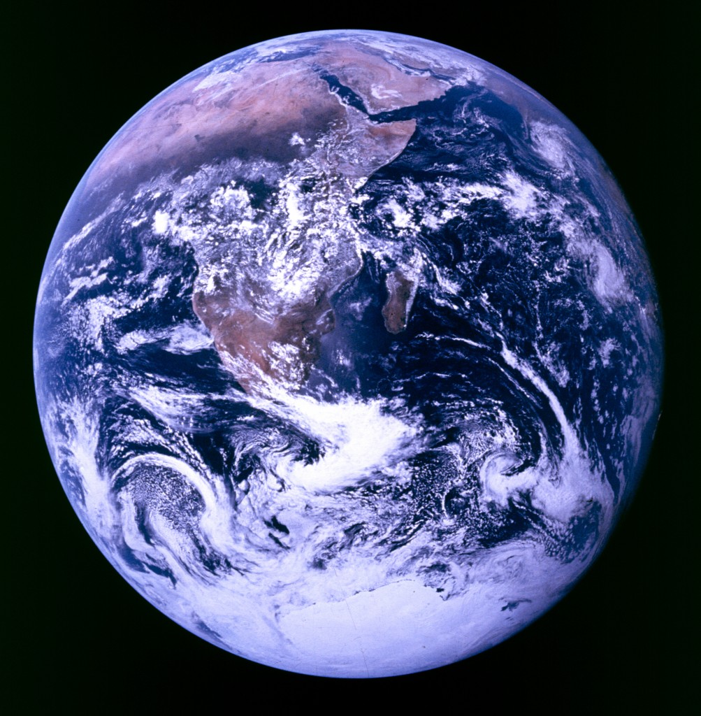 Picture of the globe, signifying God as creator, a fact assumed by the Ten Commandments