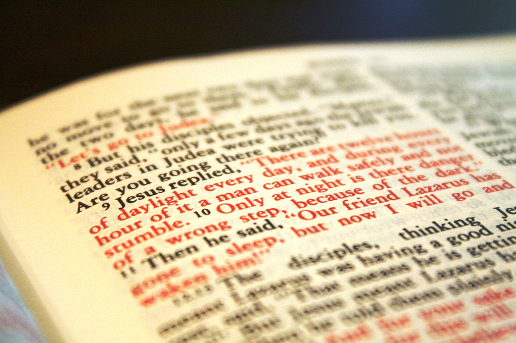 photo of the red letters of Scripture