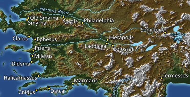 Map of Laodicea, where the lukewarm water would be