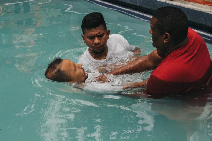 photo of baptism by immersion