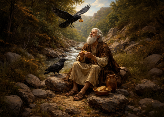 picture of Elijah being fed by the Ravens